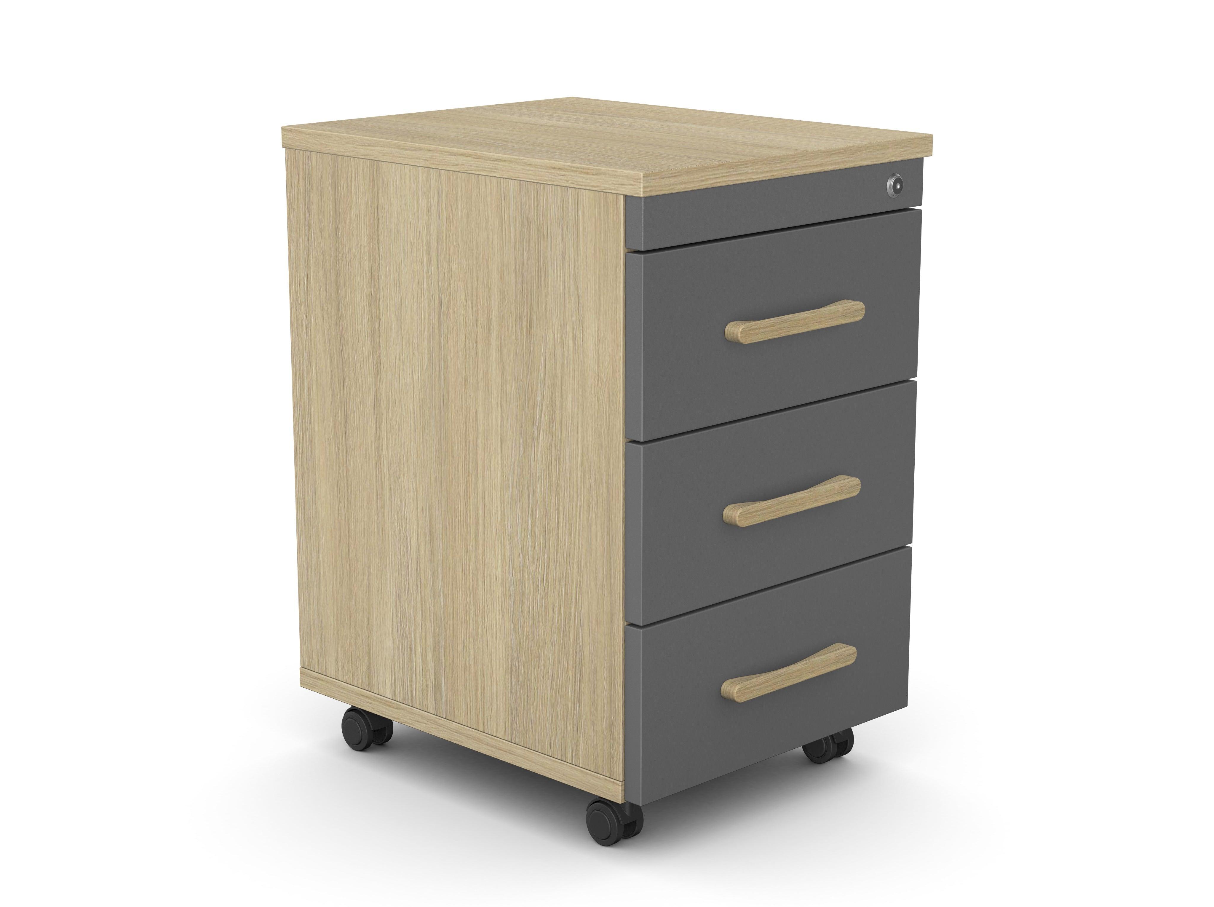 Atvilktņu bloks uz riteņiem SLIM, 3 atvilktnes, slēdzams-Ergostock