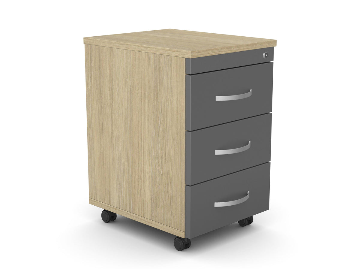 Atvilktņu bloks uz riteņiem SLIM, 3 atvilktnes, slēdzams-Ergostock