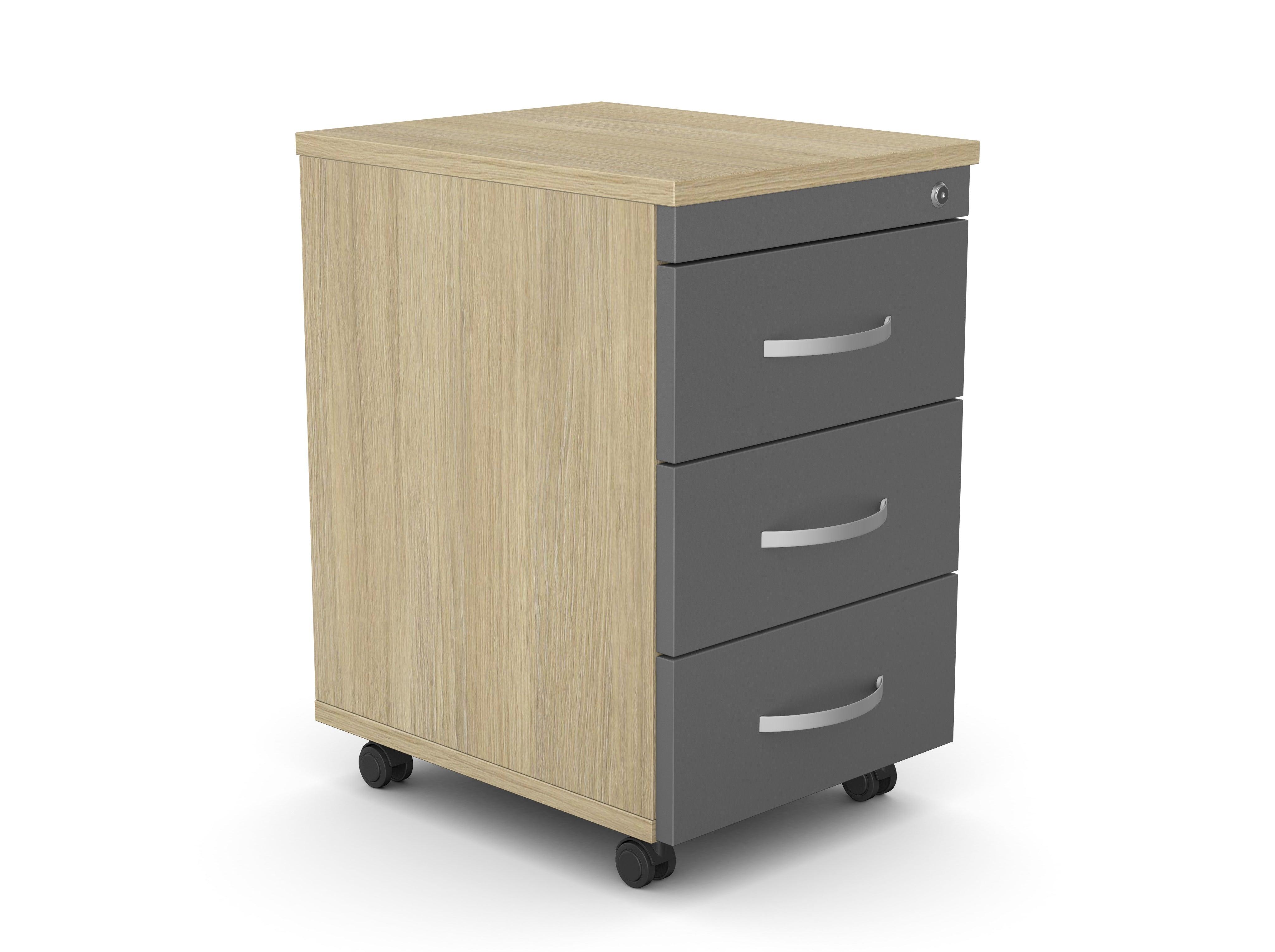 Atvilktņu bloks uz riteņiem SLIM, 3 atvilktnes, slēdzams-Ergostock