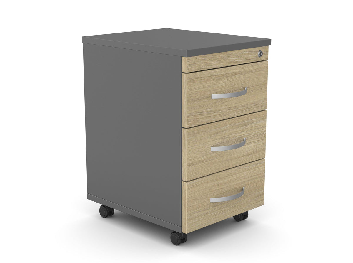 Atvilktņu bloks uz riteņiem SLIM, 3 atvilktnes, slēdzams-Ergostock