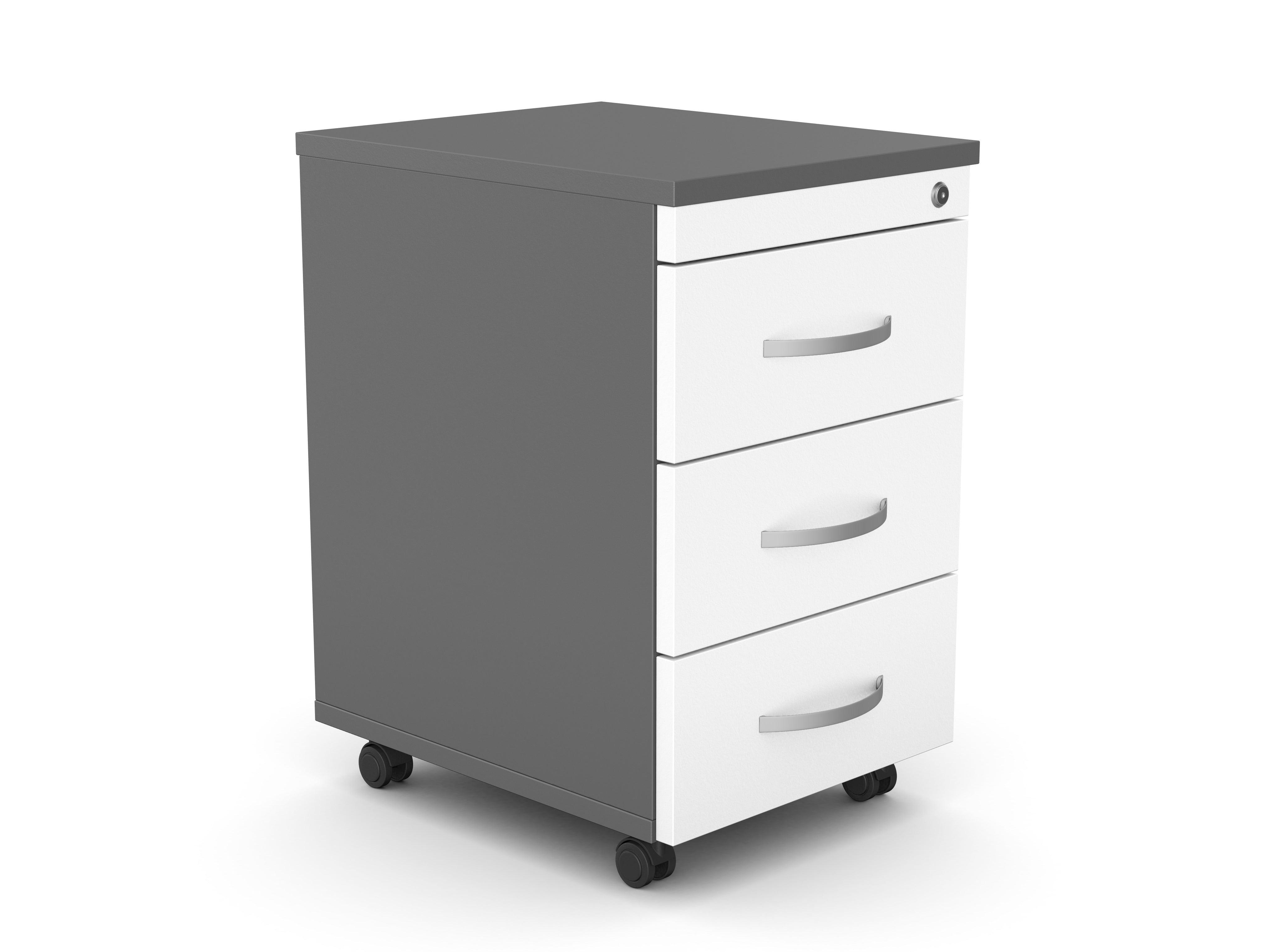 Atvilktņu bloks uz riteņiem SLIM, 3 atvilktnes, slēdzams-Ergostock