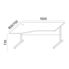 Biroja galds BRAMWICH II, ar nosegpaneli - Ergostock.lv