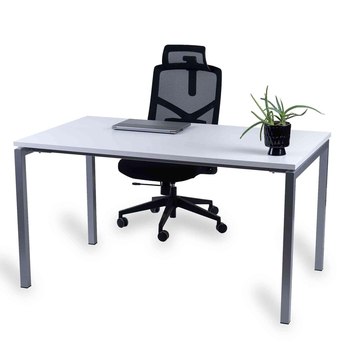 Biroja galds Office Line – Balta / Sudraba / 120 x 80 cm