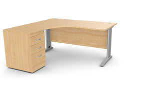 Biroja galds THEO CORNER SET 160 x 160 cm, ar atvilktņu bloku - Ergostock.lv