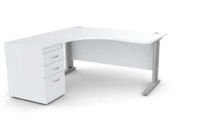 Biroja galds THEO CORNER SET 160 x 160 cm, ar atvilktņu bloku - Ergostock.lv