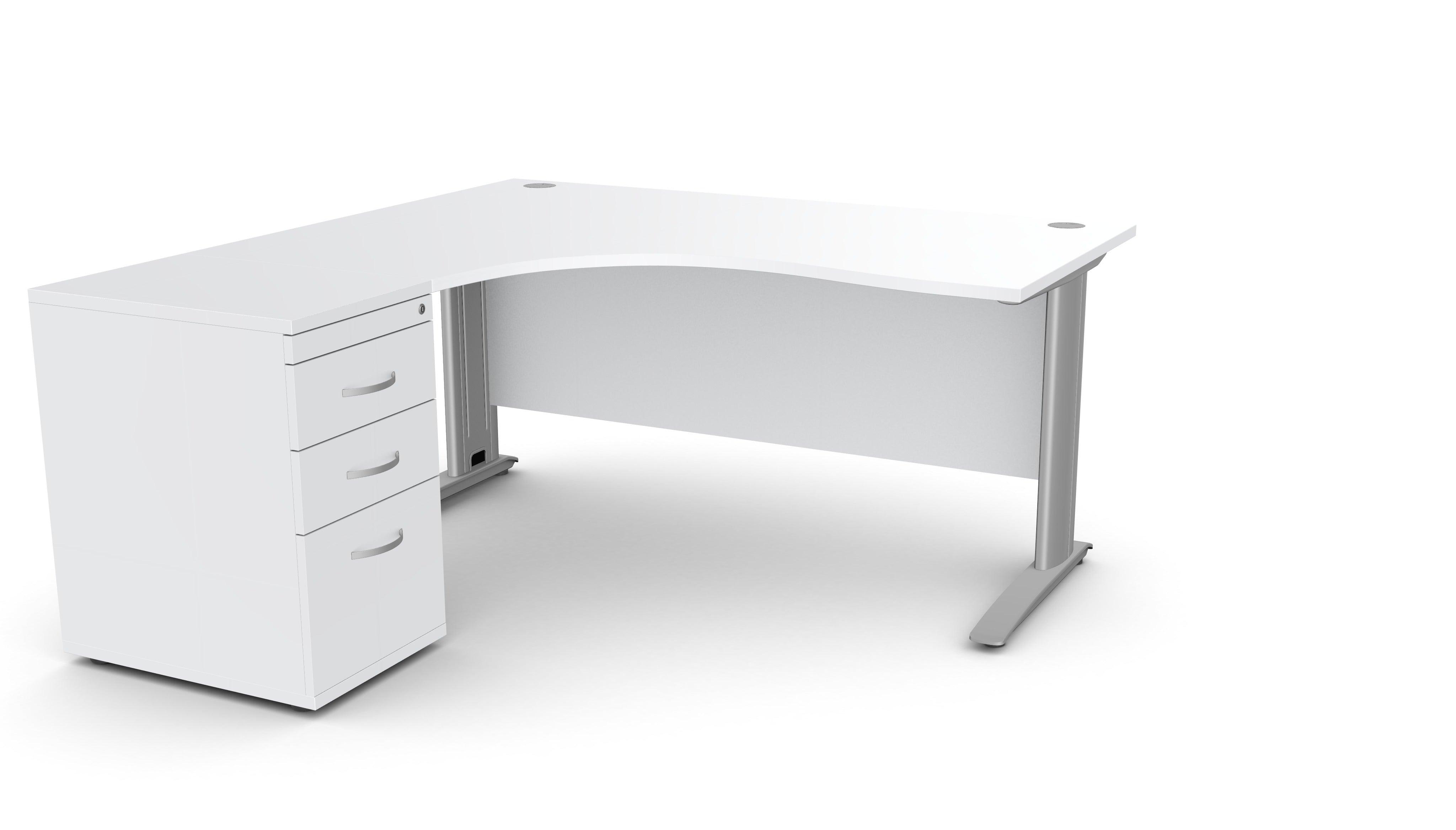 Biroja galds THEO CORNER SET 160 x 160 cm, ar atvilktņu bloku - Ergostock.lv