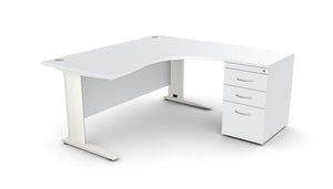 Biroja galds THEO CORNER SET 160 x 160 cm, ar atvilktņu bloku - Ergostock.lv