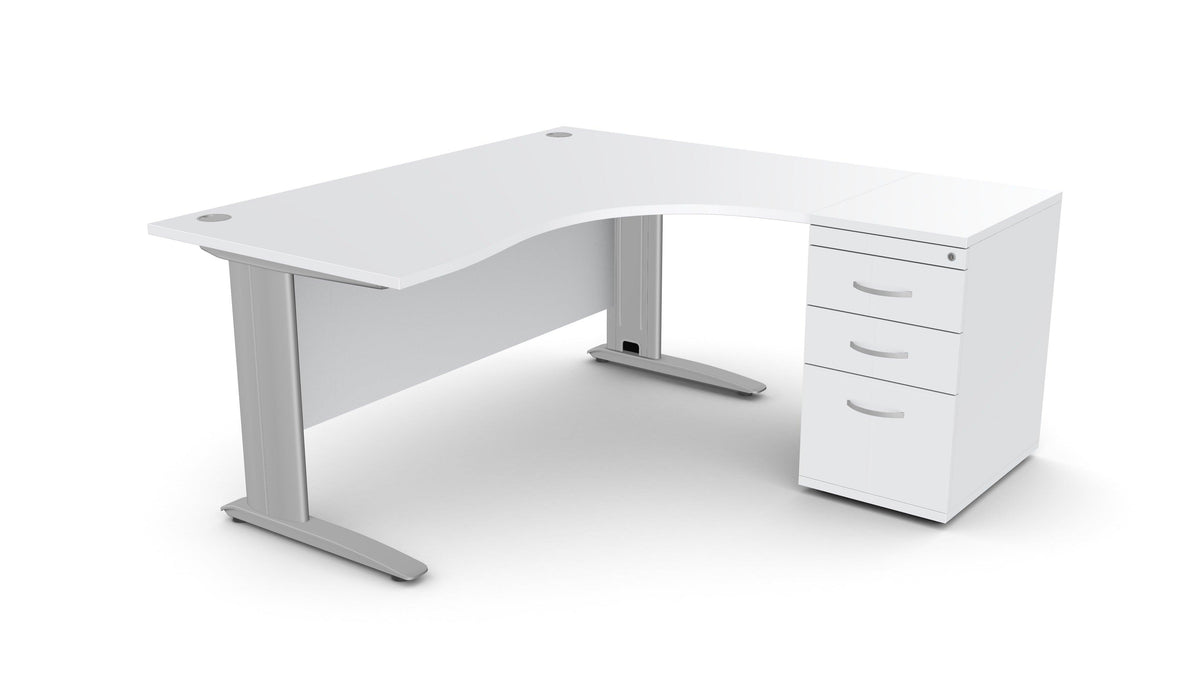 Biroja galds THEO CORNER SET 160 x 160 cm, ar atvilktņu bloku-Ergostock