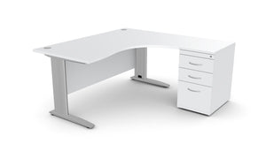 Biroja galds THEO CORNER SET 160 x 160 cm, ar atvilktņu bloku-Ergostock