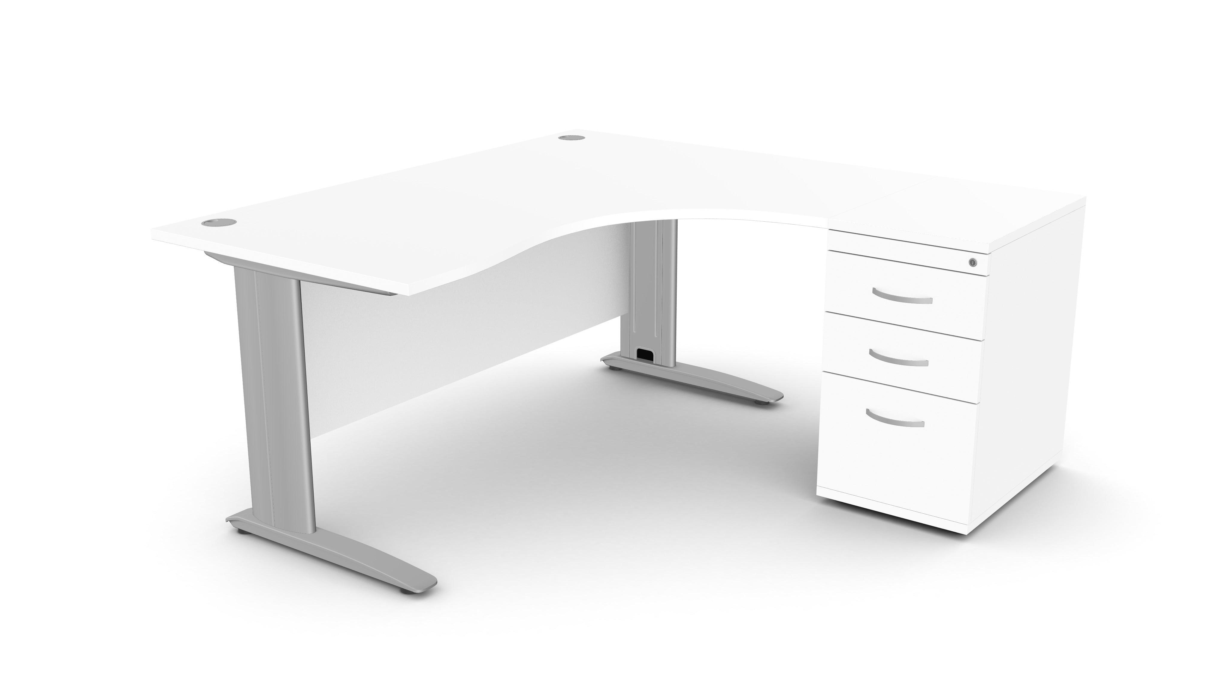 Biroja galds THEO CORNER SET 160 x 160 cm, ar atvilktņu bloku-Ergostock