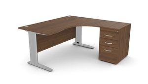 Biroja galds THEO CORNER SET 160 x 160 cm, ar atvilktņu bloku-Ergostock