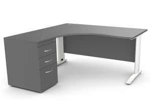 Biroja galds THEO CORNER SET 160 x 160 cm, ar atvilktņu bloku - Ergostock.lv