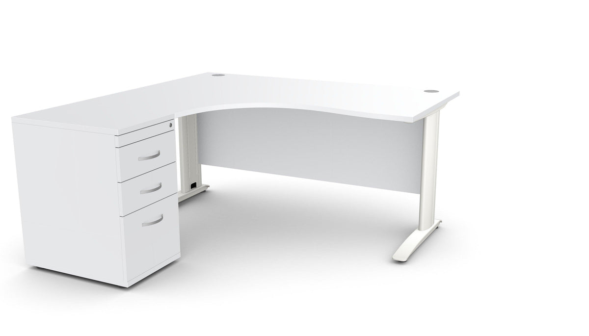 Biroja galds THEO CORNER SET 160 x 160 cm, ar atvilktņu bloku - Ergostock.lv