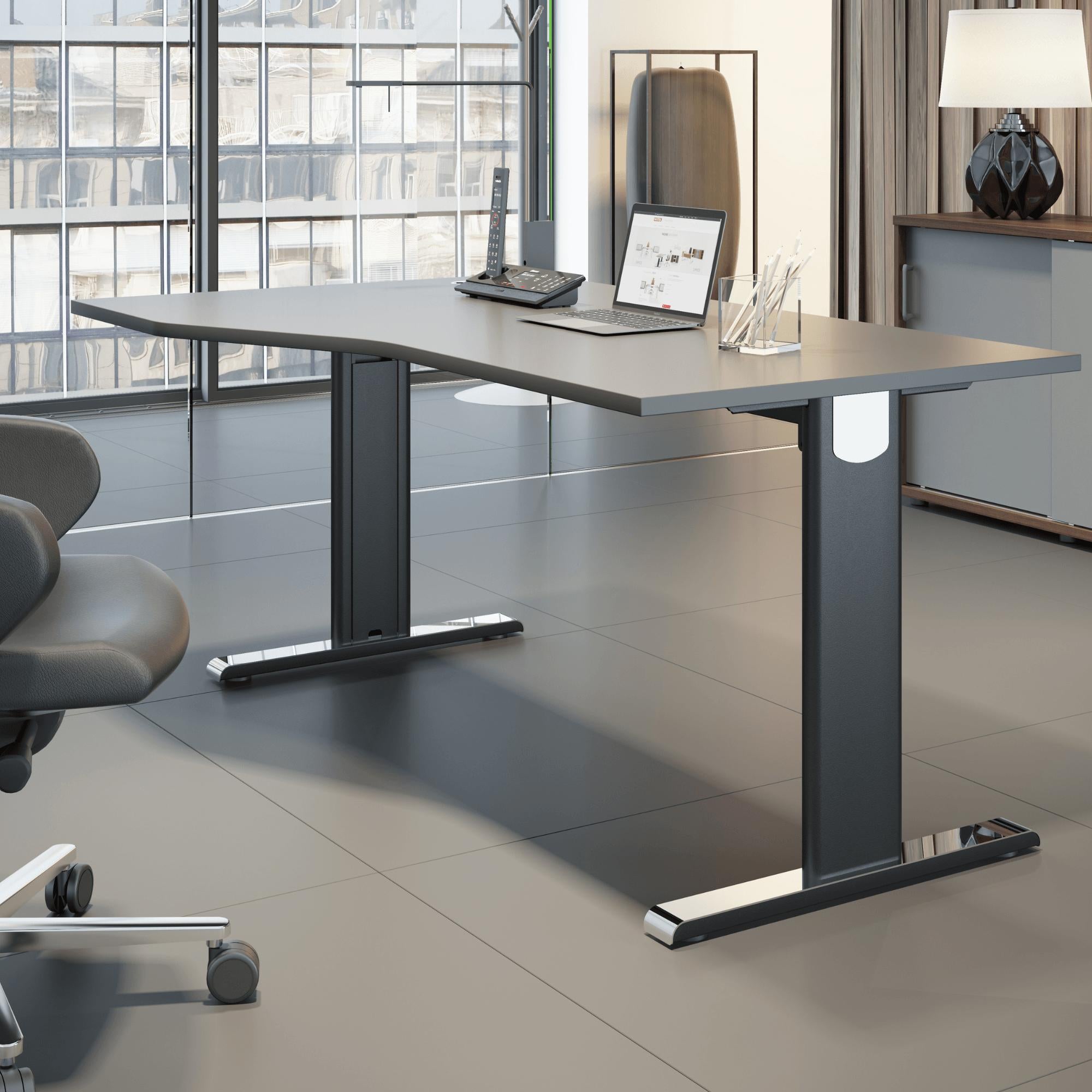 Biroja galds THEO ELEGANCE TWO, 160 x 80/100 cm - Ergostock.lv