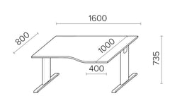 Biroja galds THEO ELEGANCE TWO, 160 x 80/100 cm - Ergostock.lv