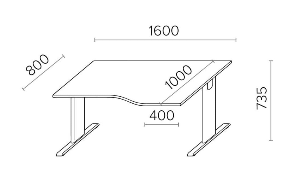 Biroja galds THEO ELEGANCE TWO, 160 x 80/100 cm - Ergostock.lv