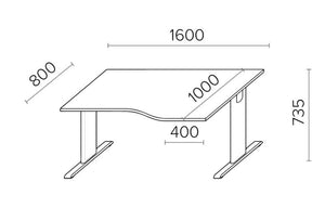 Biroja galds THEO ELEGANCE TWO, 160 x 80/100 cm - Ergostock.lv