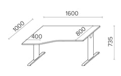 Biroja galds THEO ELEGANCE TWO, 160 x 80/100 cm - Ergostock.lv