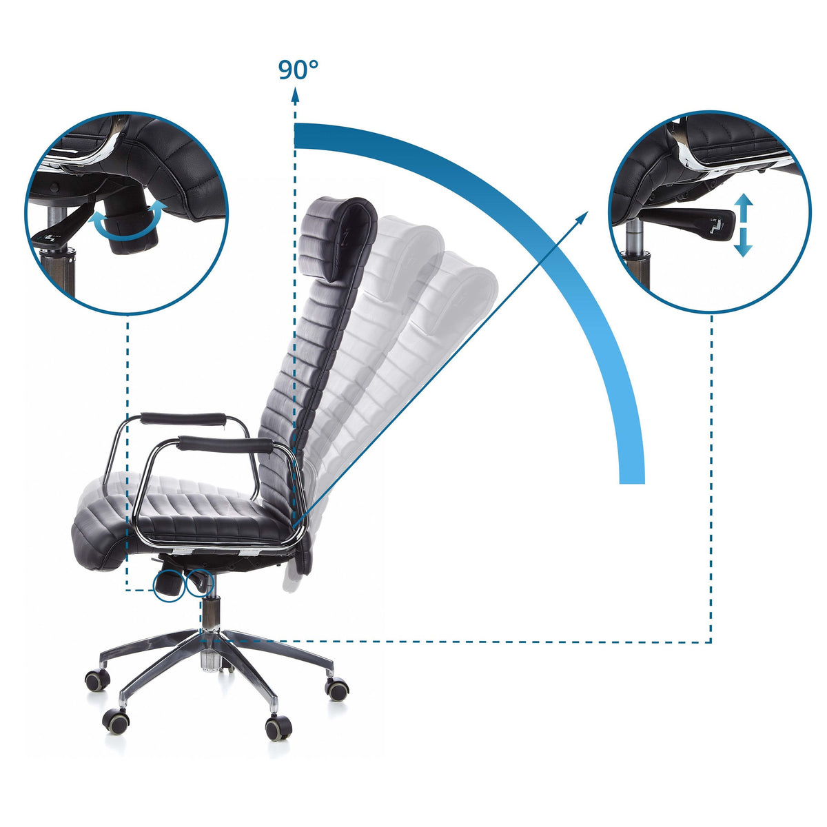 Biroja krēsls ASPERA Nappa Leather Luxus, melns