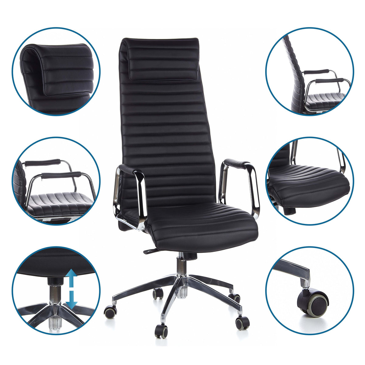 Biroja krēsls ASPERA Nappa Leather Luxus, melns