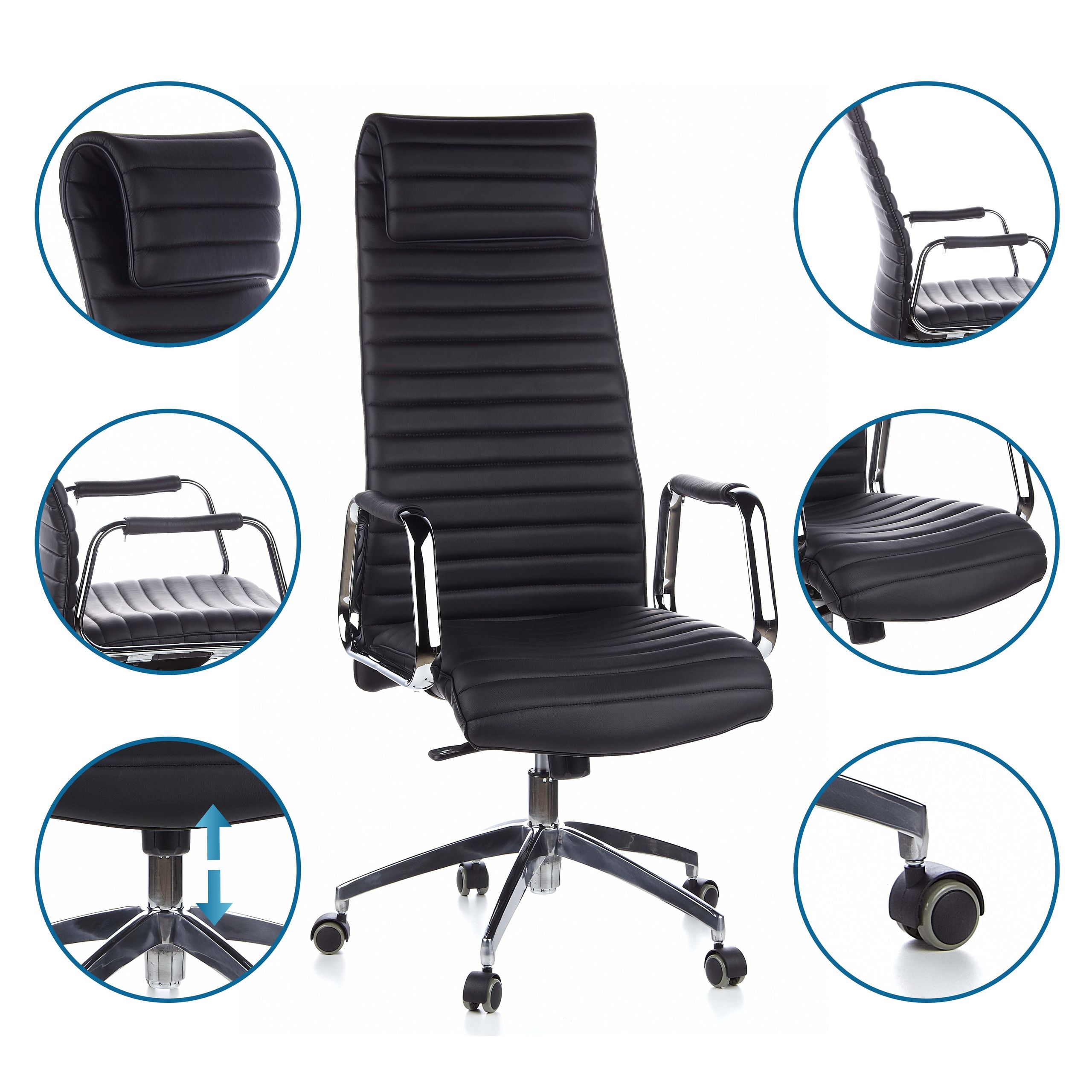 Biroja krēsls ASPERA Nappa Leather Luxus, melns