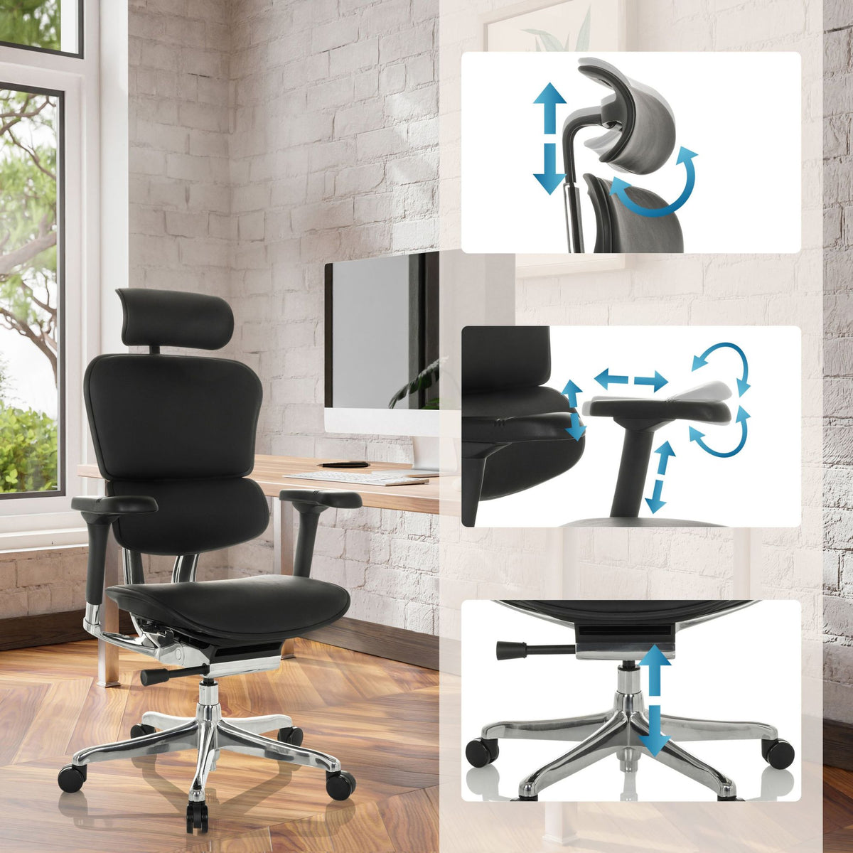 Biroja krēsls Ergohuman ELITE BLACK LEATHER