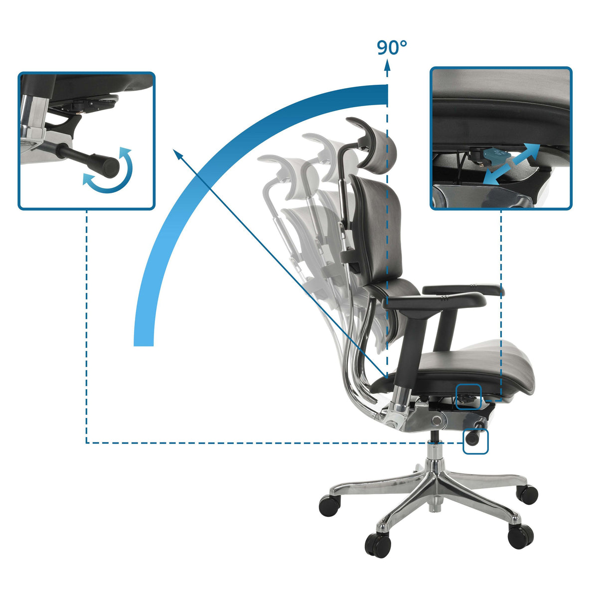 Biroja krēsls Ergohuman ELITE BLACK LEATHER