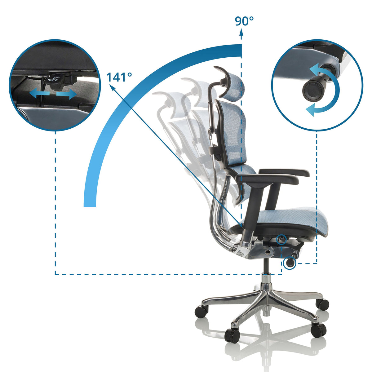 Biroja krēsls Ergohuman ELITE BS BLUE