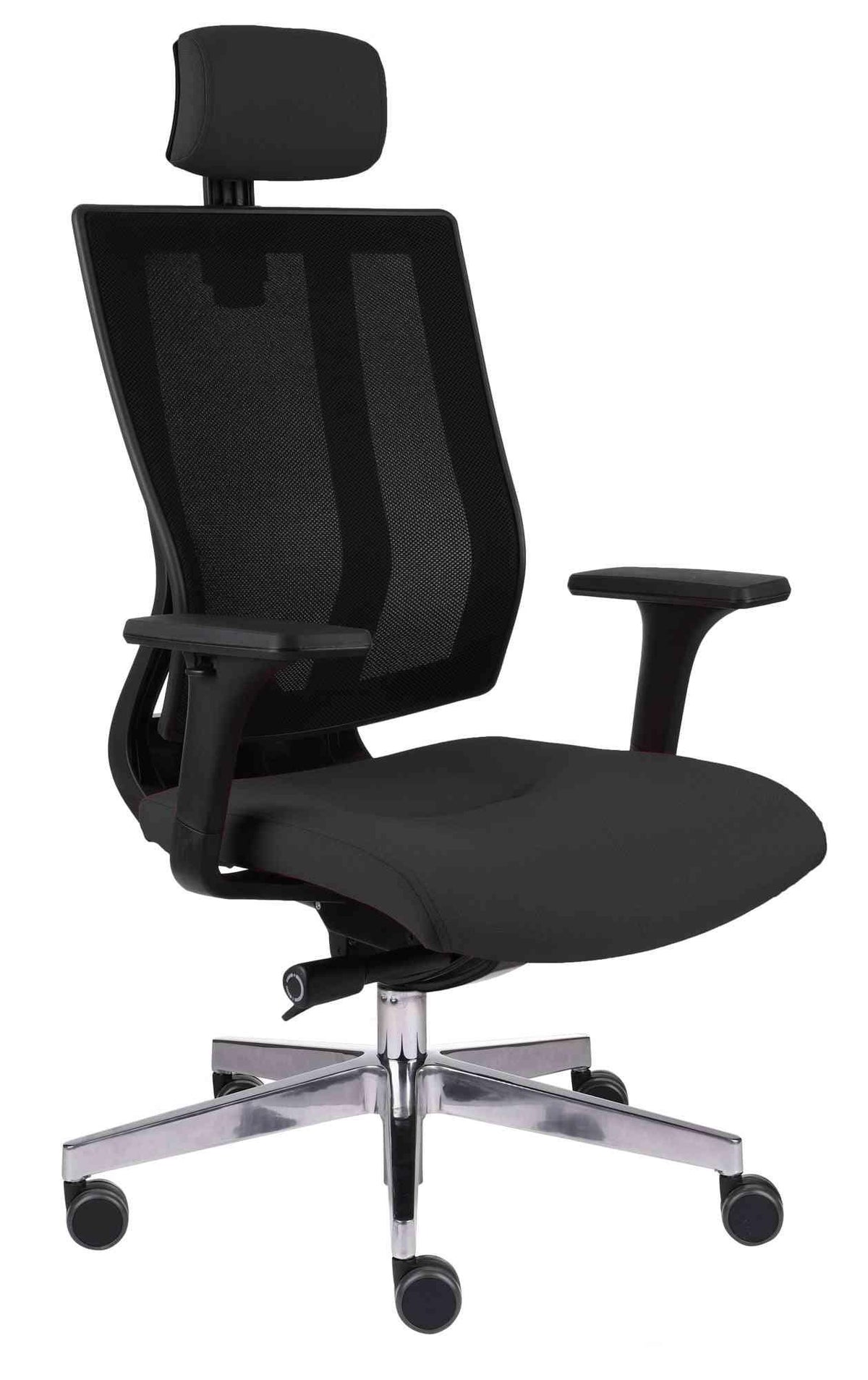 Biroja krēsls MaxPro BS HD Black | Chrome Note – Sudraba / Melna