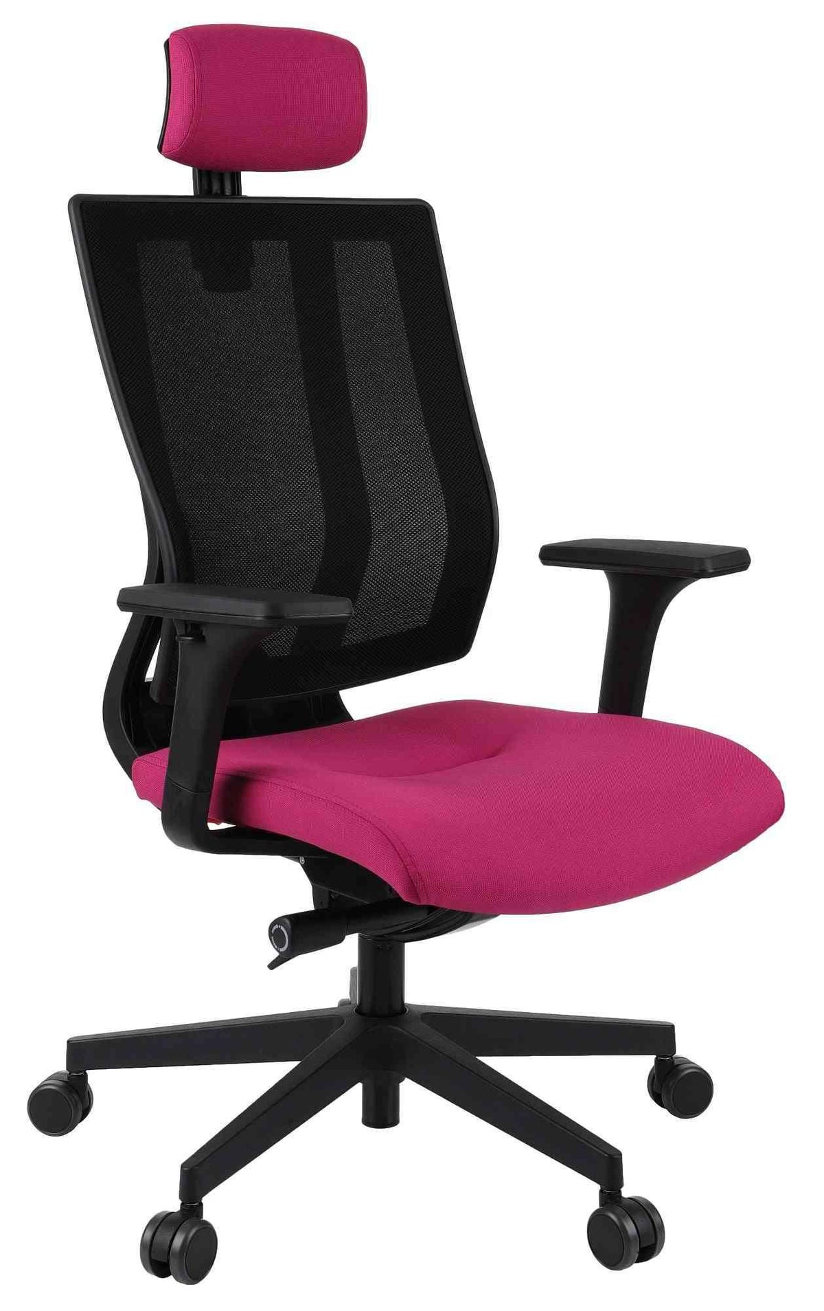 Biroja krēsls MaxPro BS HD Black | Chrome Note – Melna / Rozā