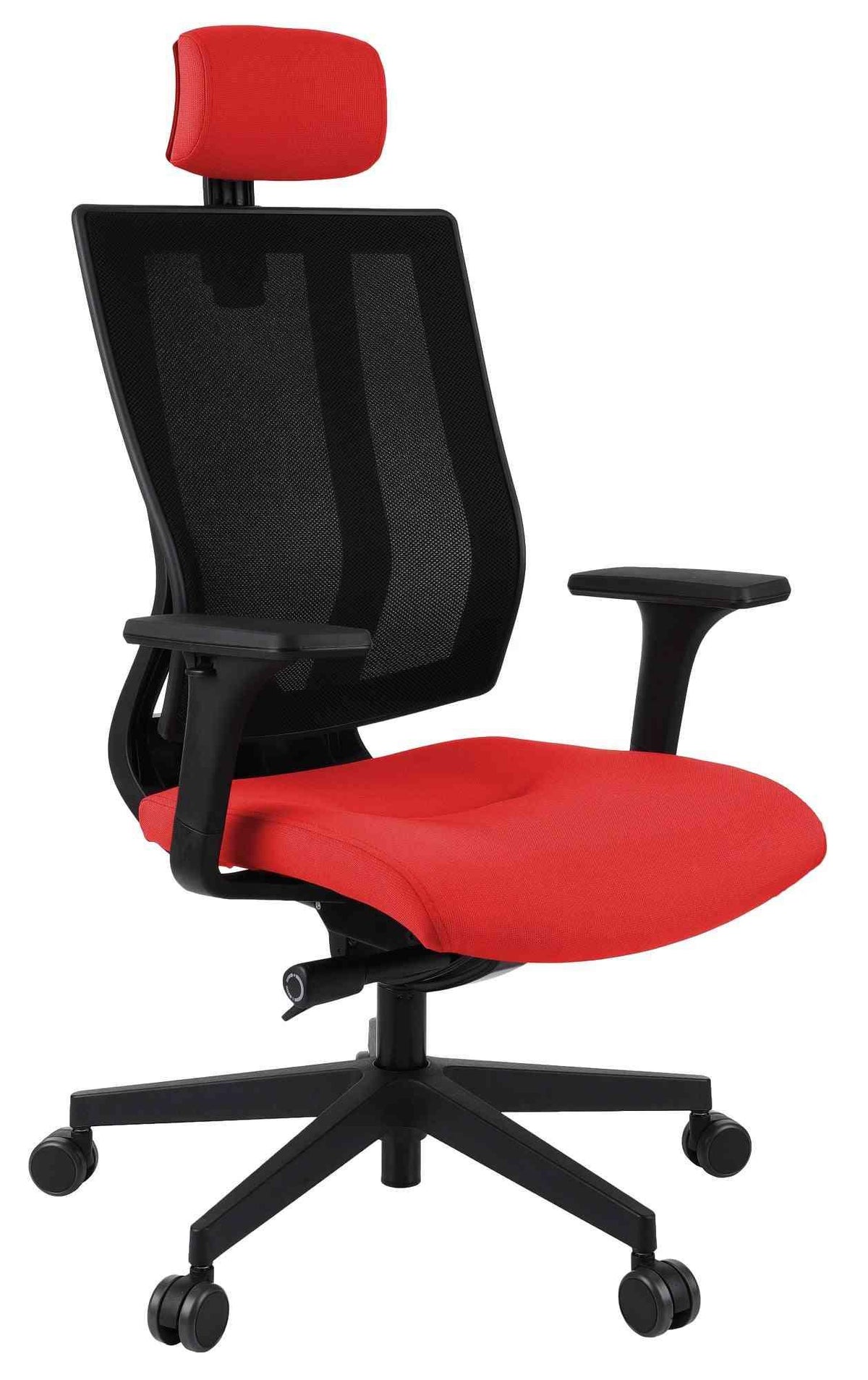 Biroja krēsls MaxPro BS HD Black | Chrome Note – Melna / Sarkana