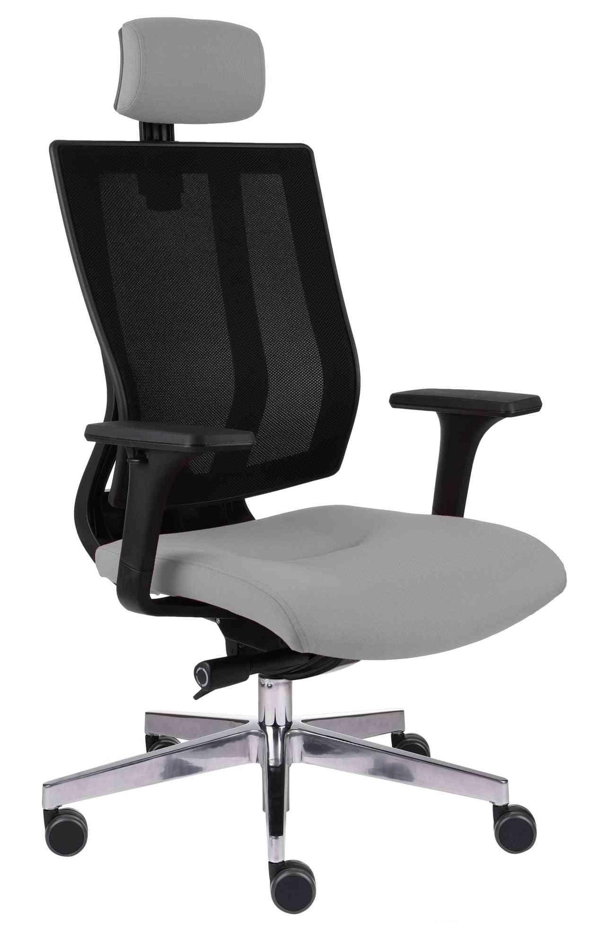 Biroja krēsls MaxPro BS HD Black | Chrome Note – Sudraba / Pelēka