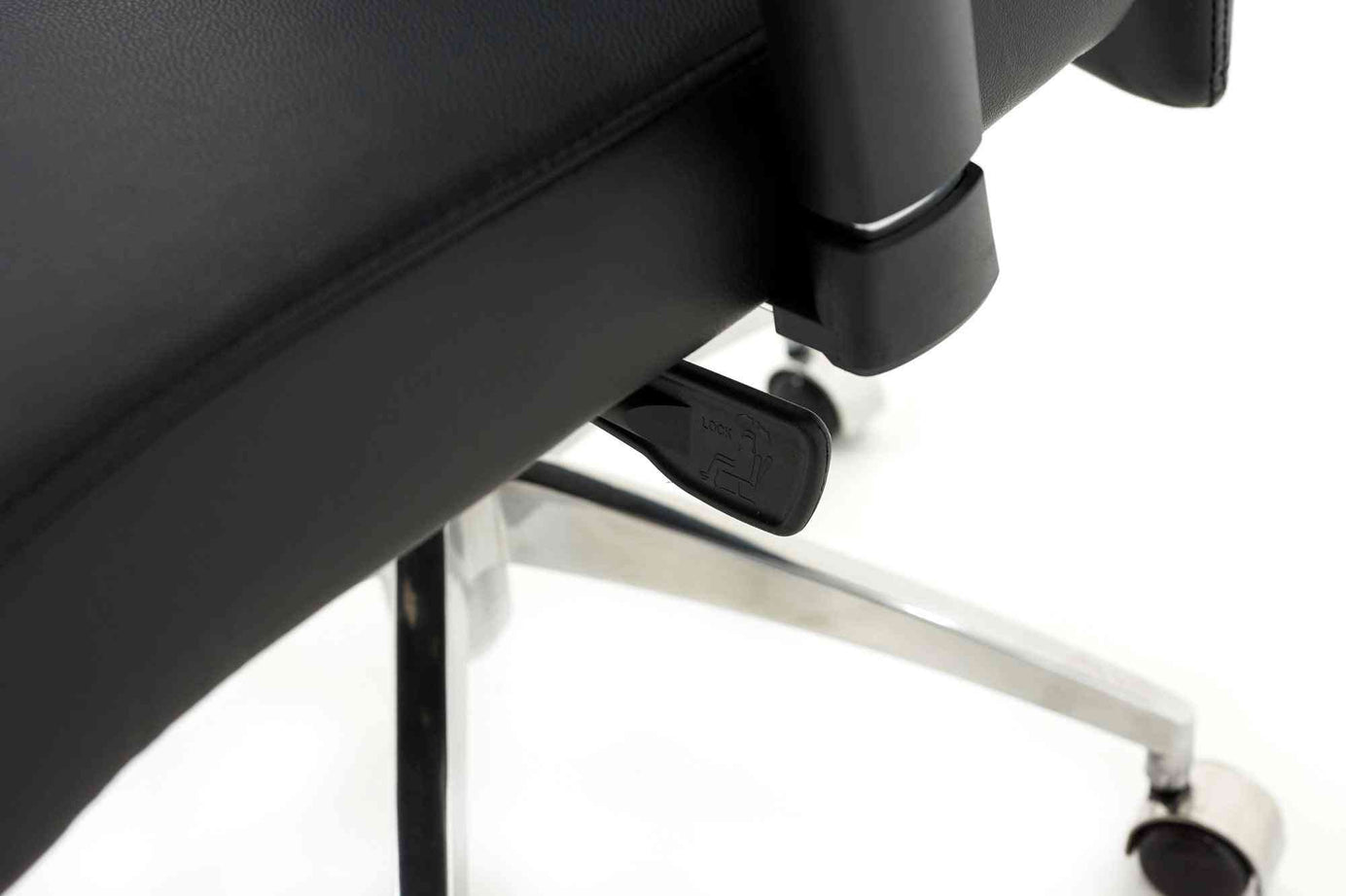 Biroja krēsls MODO Chrome Black Leather OUTLET - Ergostock.lv