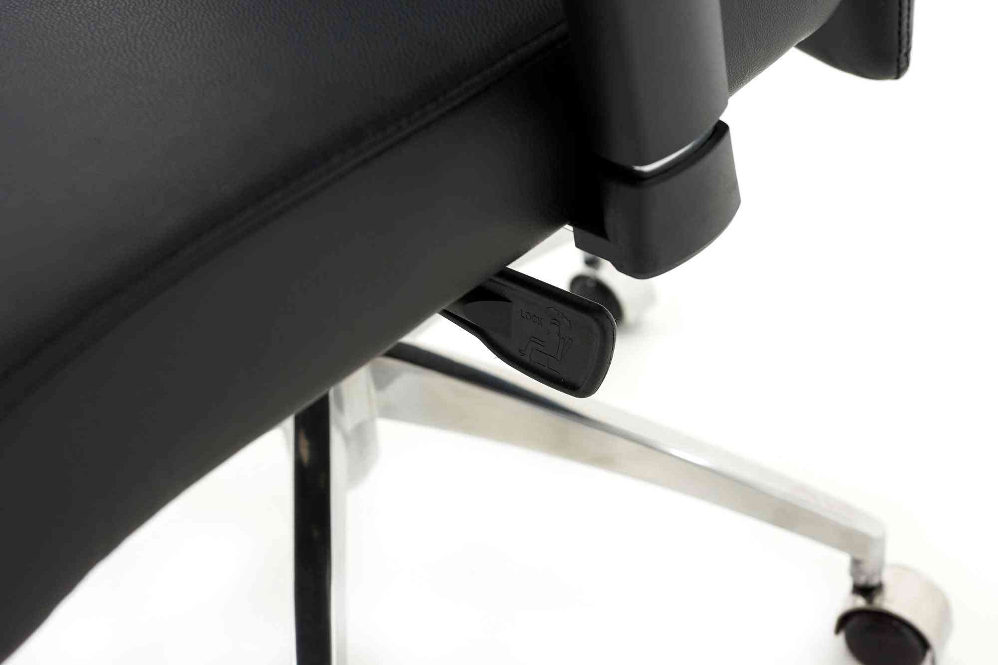 Biroja krēsls MODO Chrome Black Leather OUTLET - Ergostock.lv