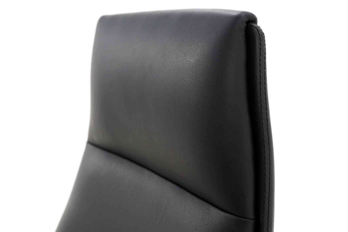 Biroja krēsls MODO Chrome Black Leather OUTLET - Ergostock.lv