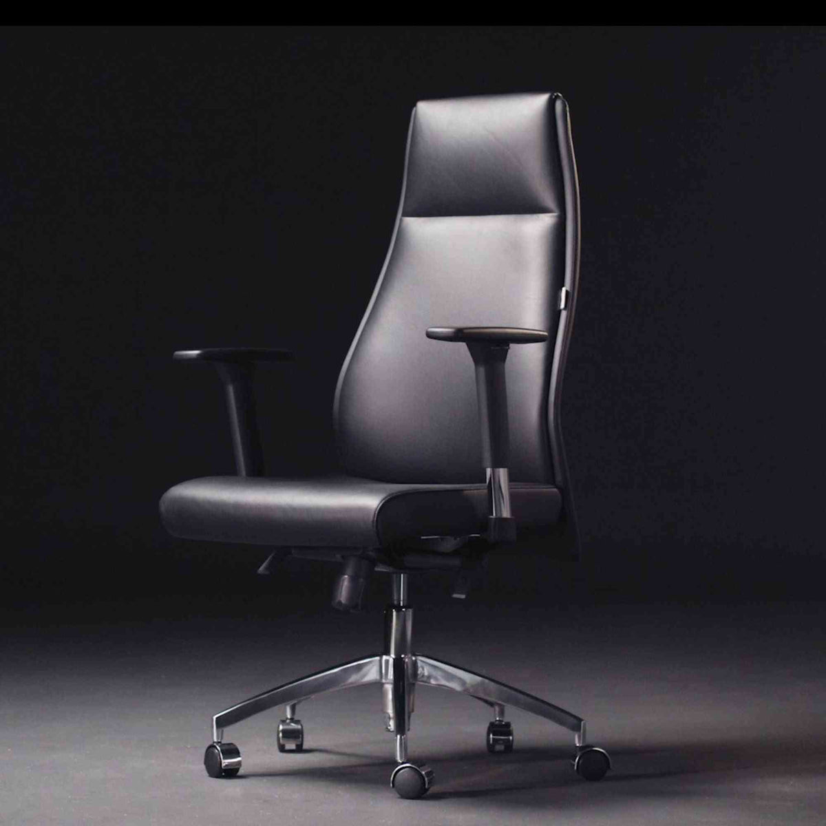 Biroja krēsls MODO Chrome Black Leather - Ergostock.lv
