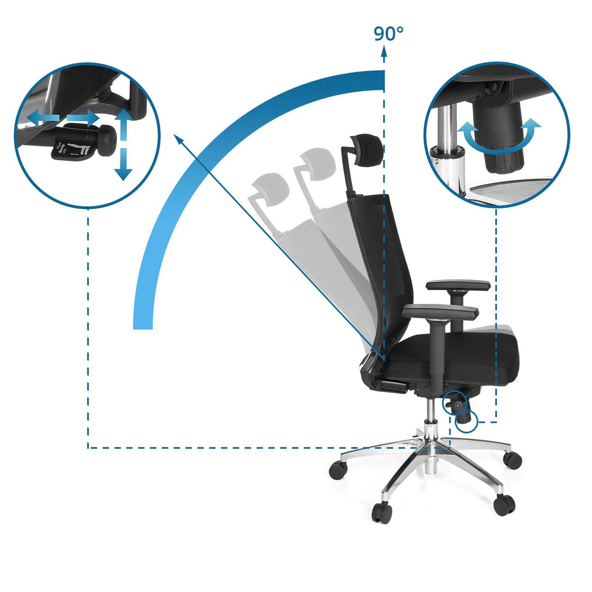 Biroja krēsls PORTO MAX HIGH (līdz 200 cm)