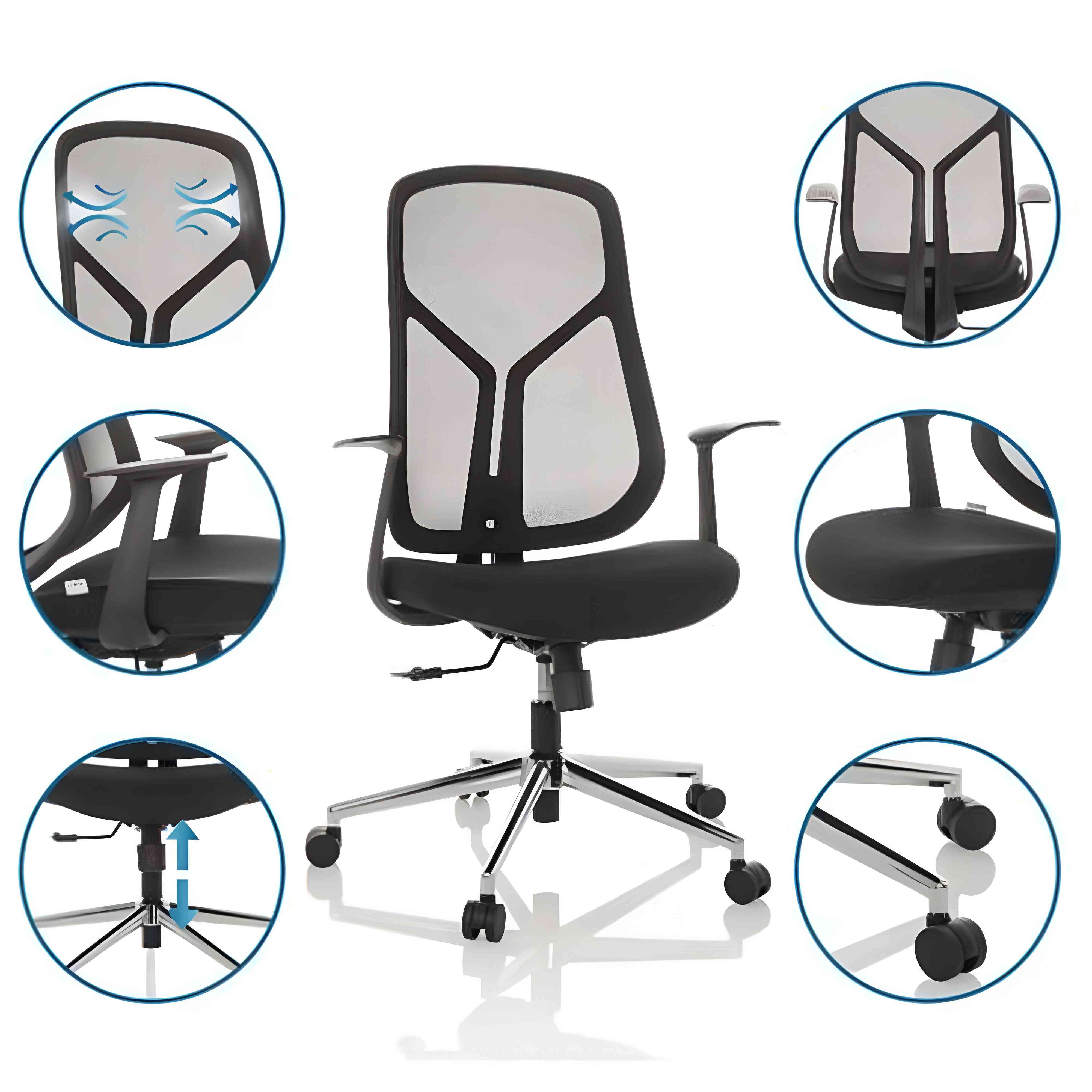 Biroja krēsls QUANTUS CHROME - Ergostock.lv