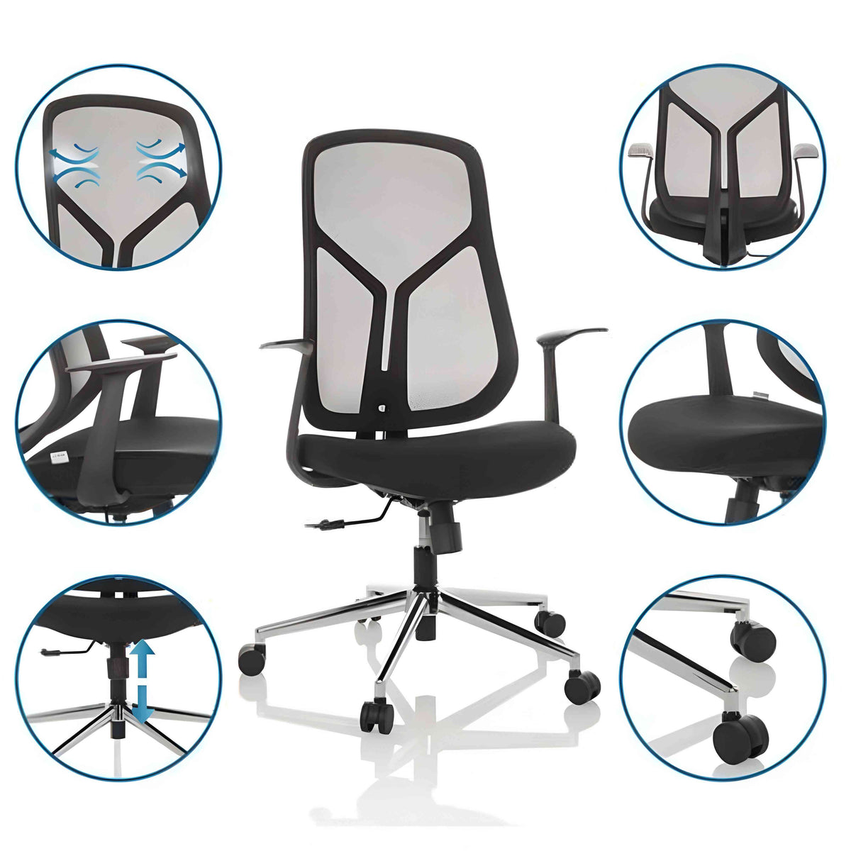 Biroja krēsls QUANTUS CHROME - Ergostock.lv