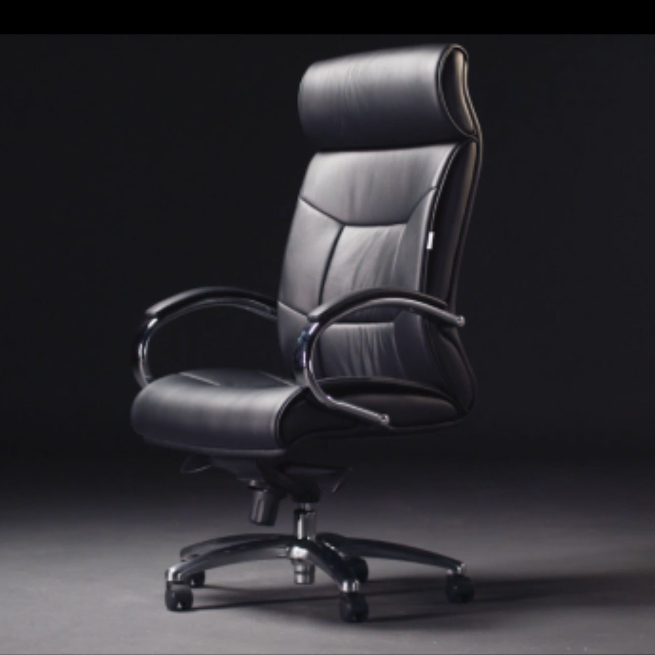 Biroja krēsls Supreme Chrome Leather Melns FD - Ergostock.lv