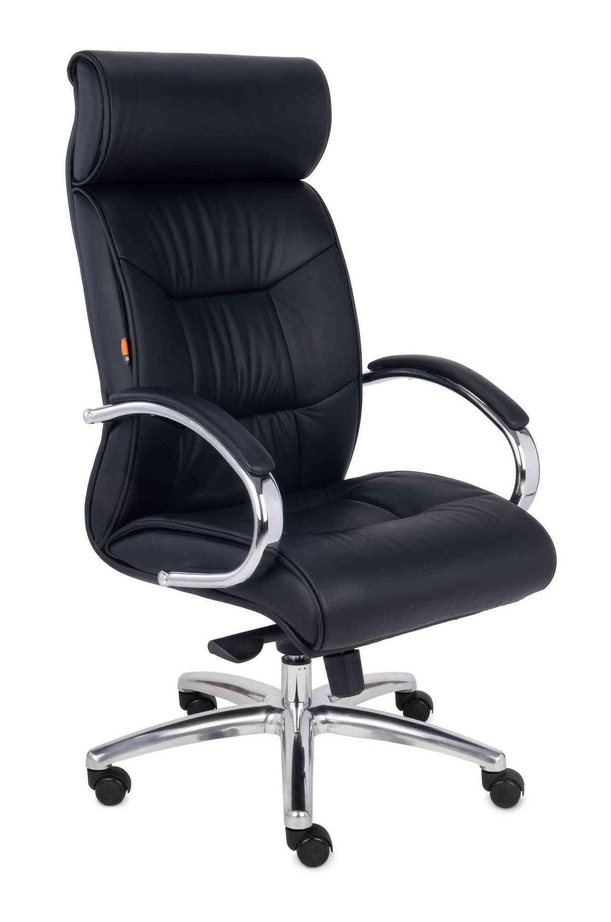 Biroja krēsls Supreme Chrome Leather – Melna