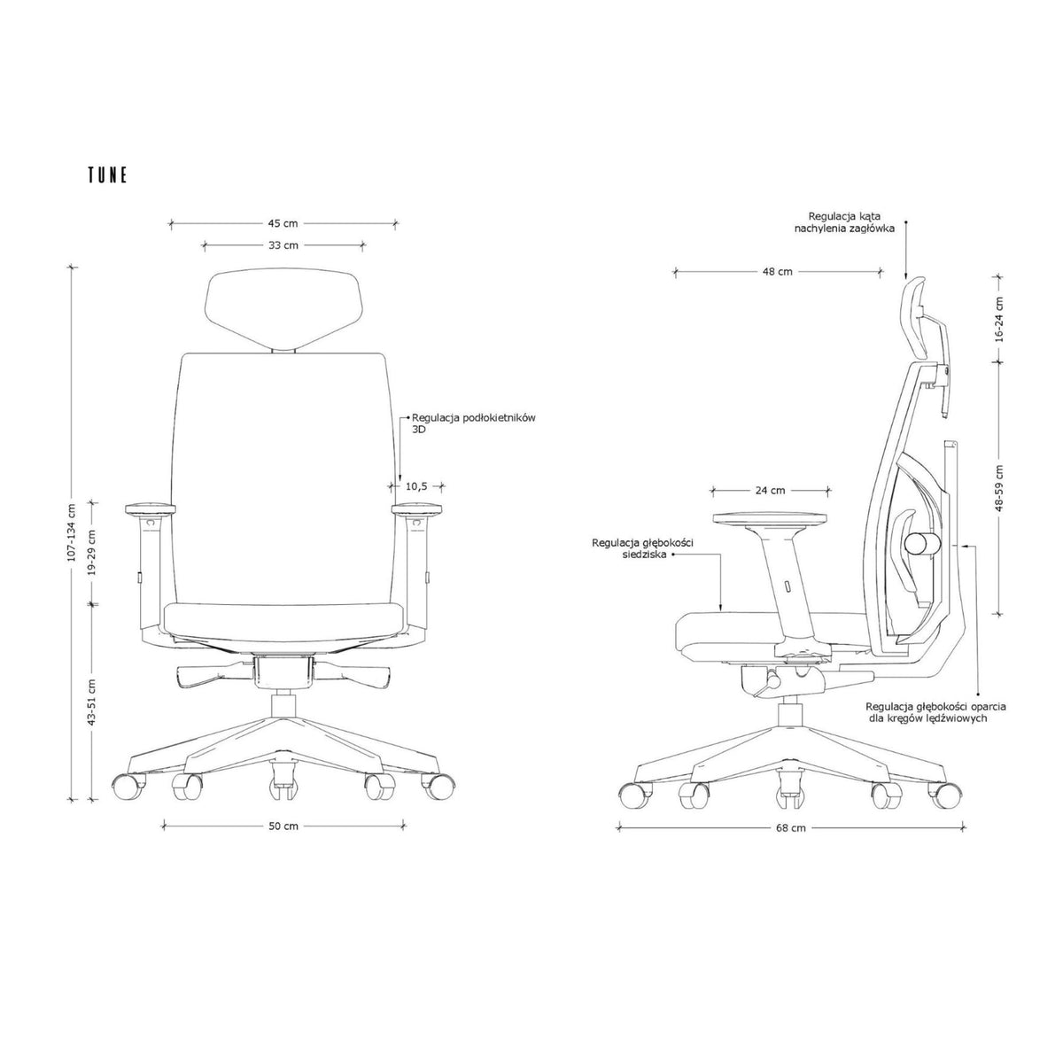 Biroja krēsls TUNE - Ergostock.lv