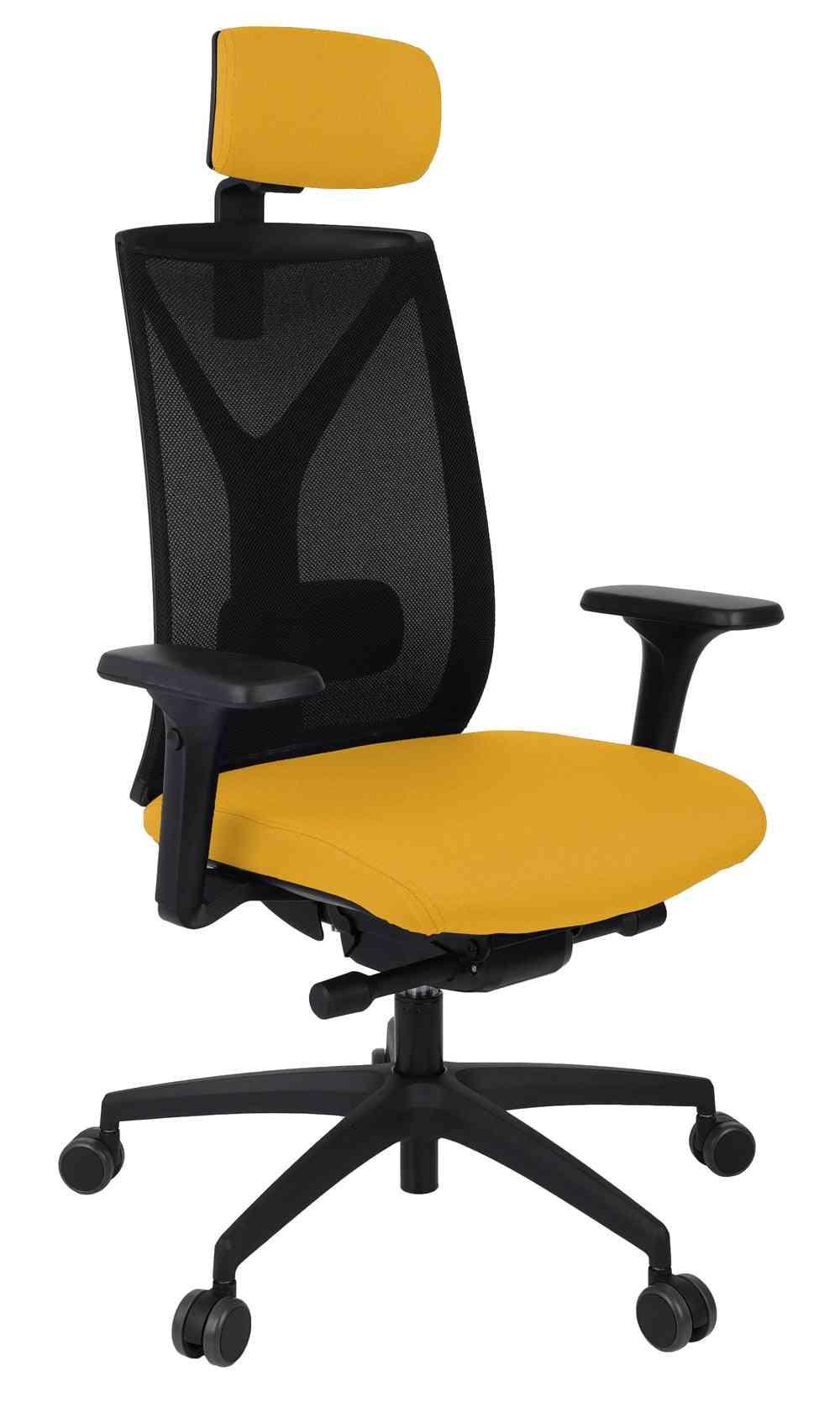 Biroja krēsls Valio BS HD Black Note – Dzeltena n07