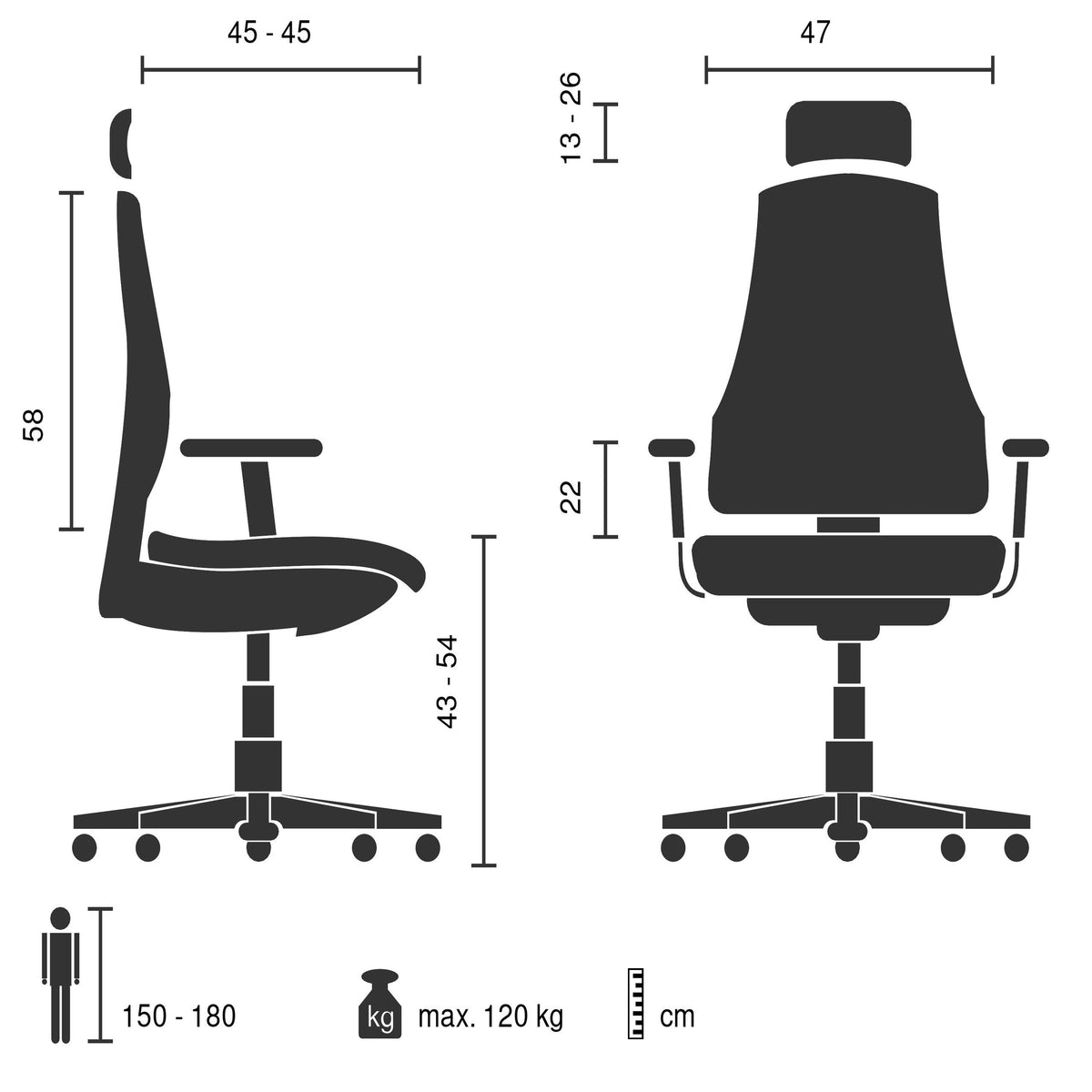 Biroja krēsls VERTU FLEX 2, melns