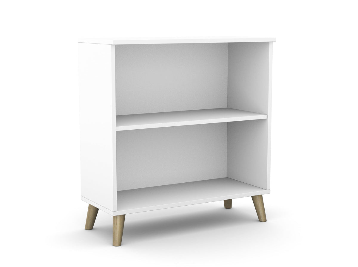 Biroja plaukts Flexx, 2 plaukti, 740 x 800 x 355 mm – Balta / Koka kājiņas