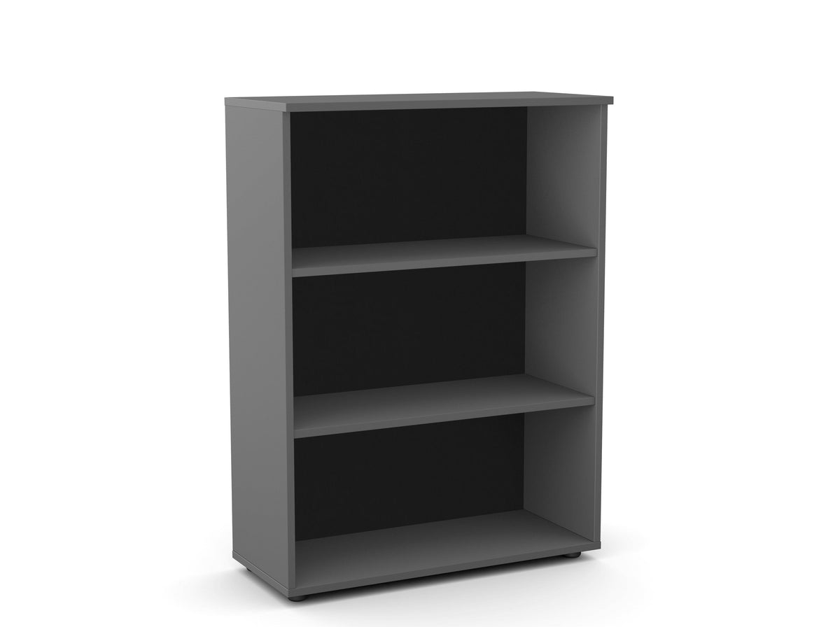 Biroja plaukts Flexx, 3 plaukti, 1090 x 800 x 355 mm – Grafīta / Plastmasas kājiņas