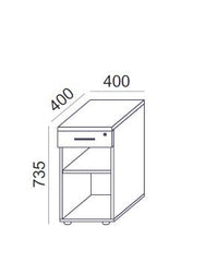 Biroja plaukts Flexx ar slēdzamu atvilktni, 735 x 400 x 400 mm - Ergostock.lv