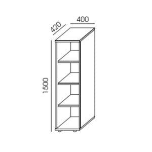 Biroja plaukts NUWO, 4 plaukti, 1500x400x420 mm, konfigurējams - Ergostock.lv