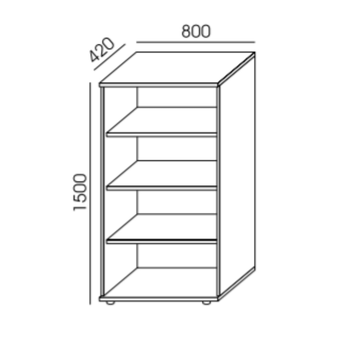 Biroja plaukts NUWO, 4 plaukti, 1500x800x420 mm, konfigurējams