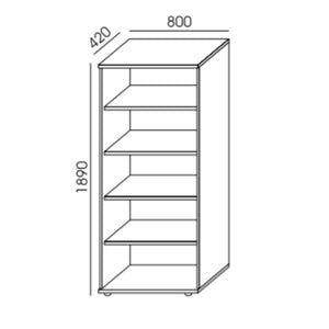 Biroja plaukts NUWO, 5 plaukti, 1890x800x420 mm, konfigurējams - Ergostock.lv